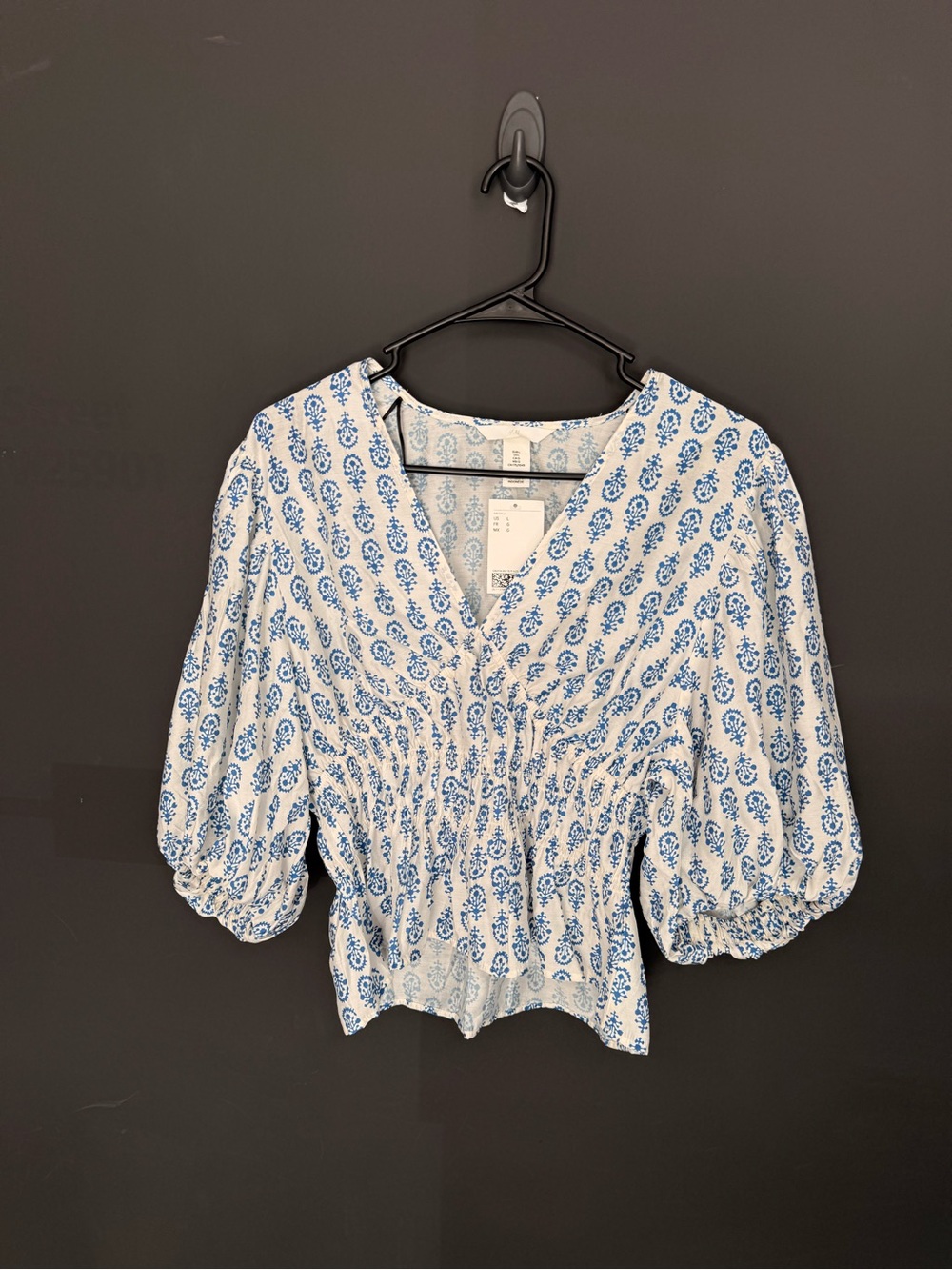 H&M White Top with Blue Floral Print